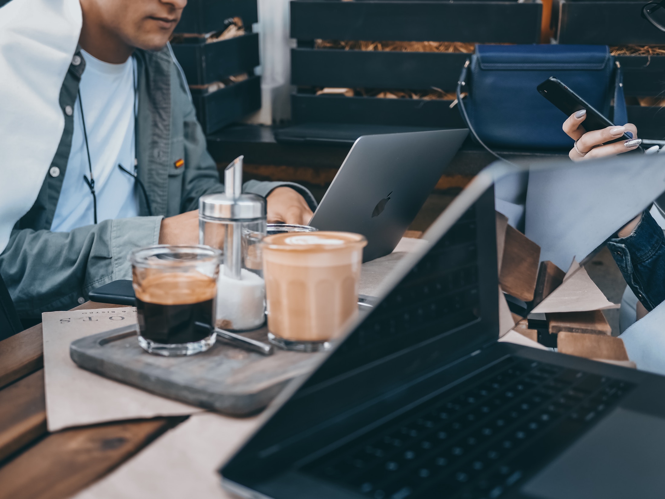 People having a meeting at a coffee shop