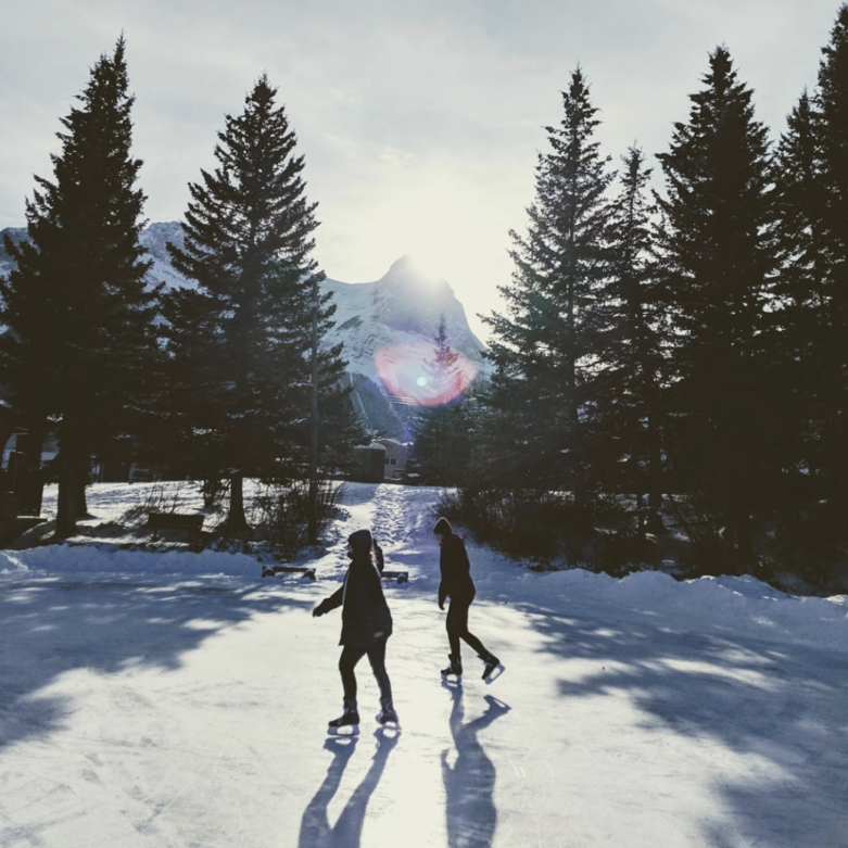 Outdoor Skating on a pond