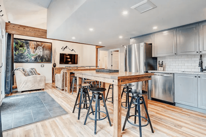 Luxury Wood Kitchen and Living Room